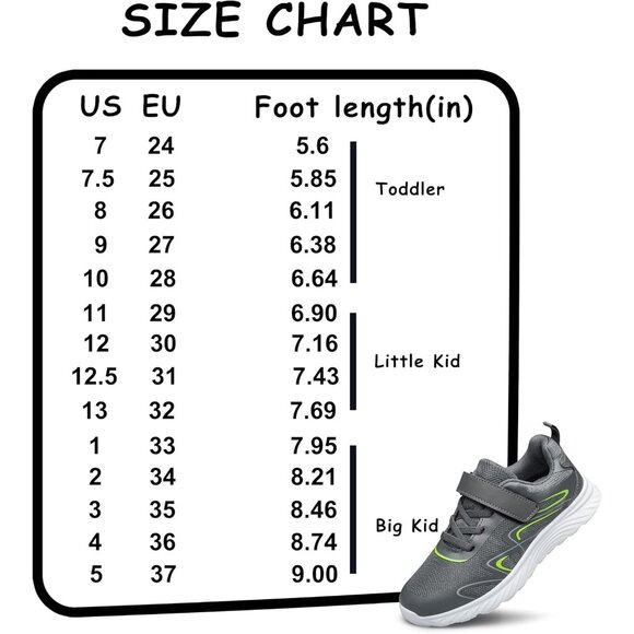 Kids Dark Grey Athletic Running School Shoes Sneakers for Little Kid/Big Kid - Picture 2 of 6